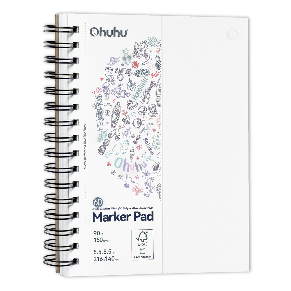 Ohuhu Marker Pad 5.5x8.5 Small 90LB 150GSM Bleedproof Double-Sided