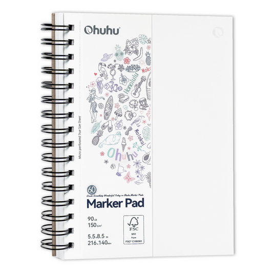 Ohuhu Marker Pad 5.5x8.5 Small 90LB 150GSM Bleedproof Double-Sided