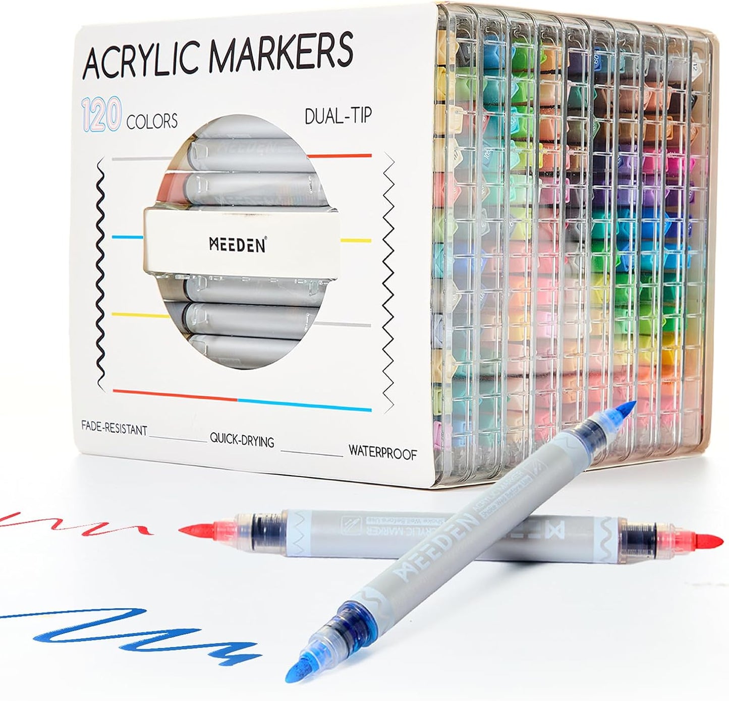 MEEDEN acrylic paint markers dual tip 120 colours box set