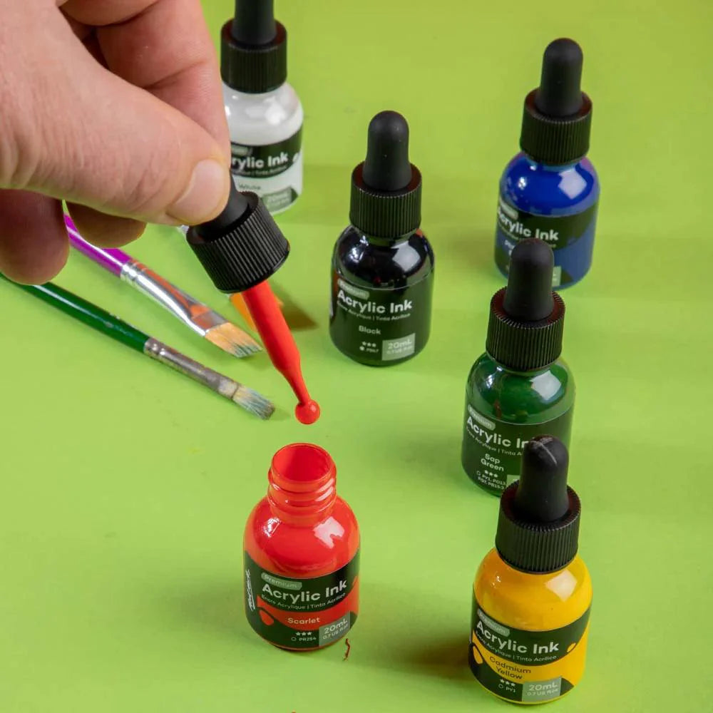 Acrylic Ink Premium 6pc x 20ml - Mont Marte - Glowish