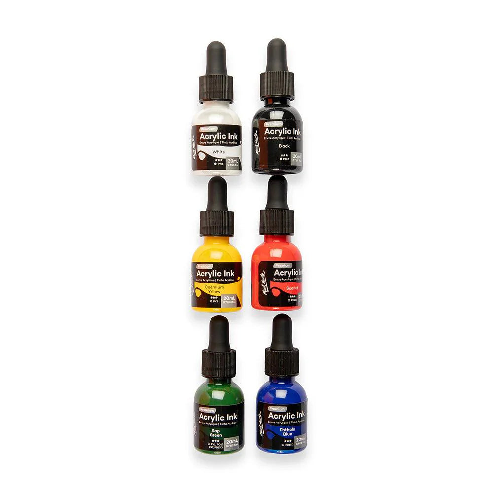 Acrylic Ink Premium 6pc x 20ml - Mont Marte - Glowish