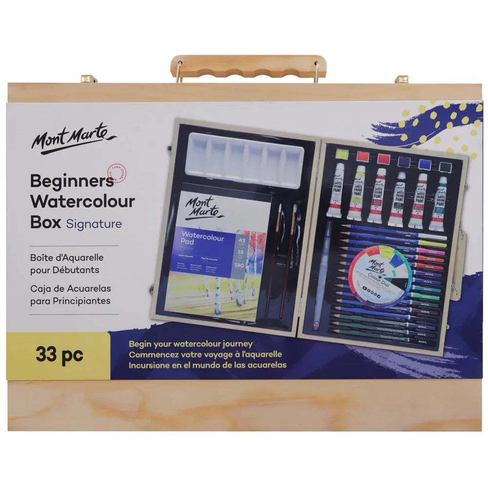 Beginners Watercolour Box 33pc - Mont Marte - Glowish