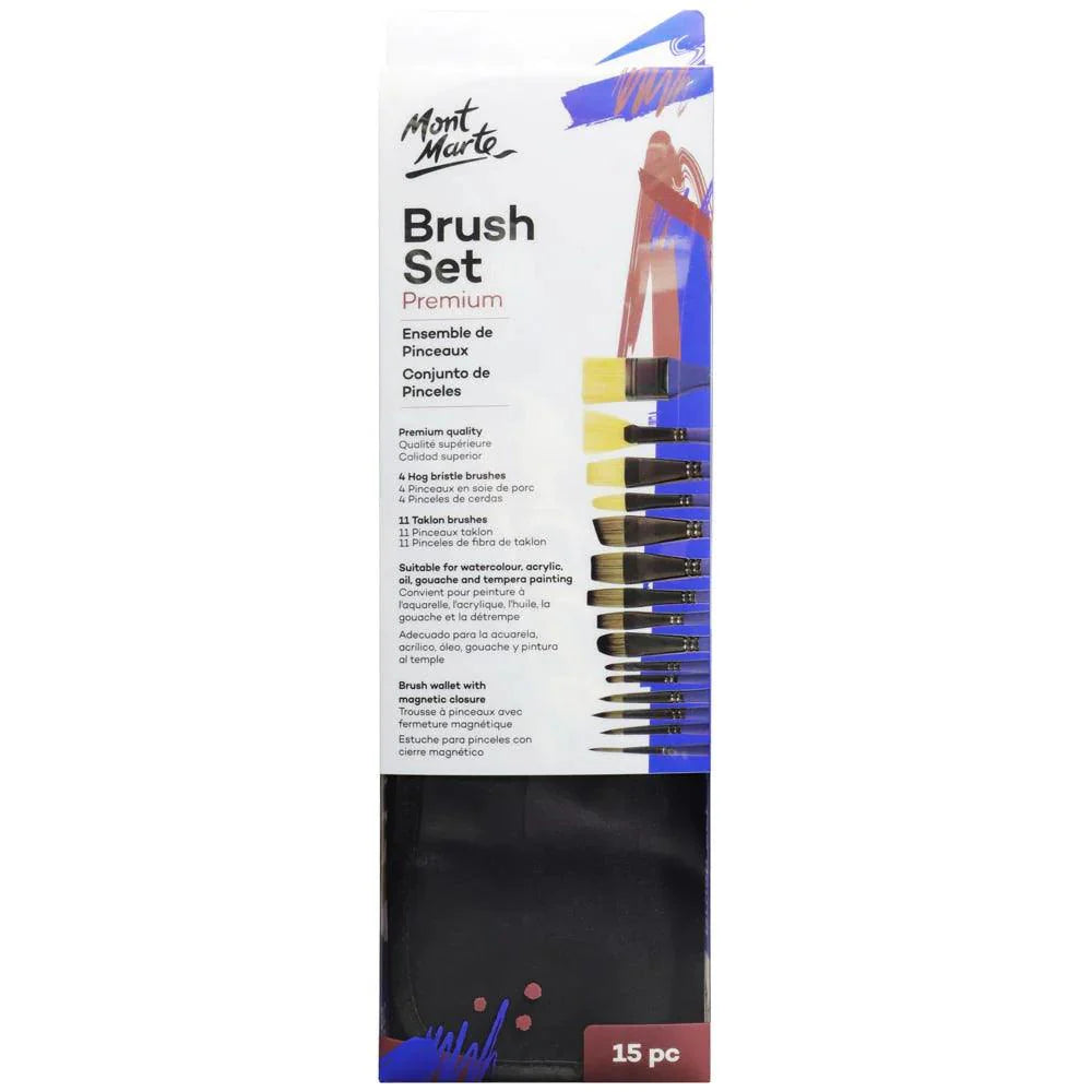 Brush Set in Magnetic Close Wallet 15pc - Mont Marte - Glowish
