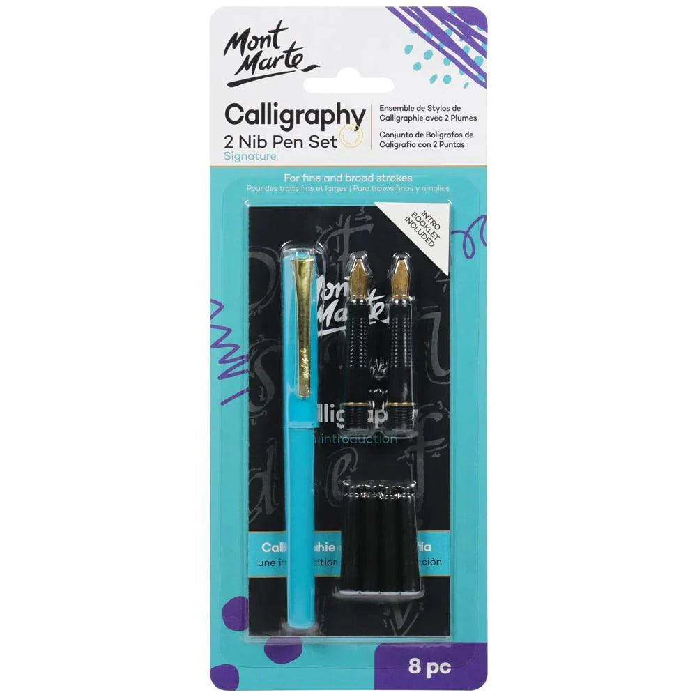 Calligraphy 2 Nib Pen Set Signature 8pc - Mont Marte ArtSupplies.nz