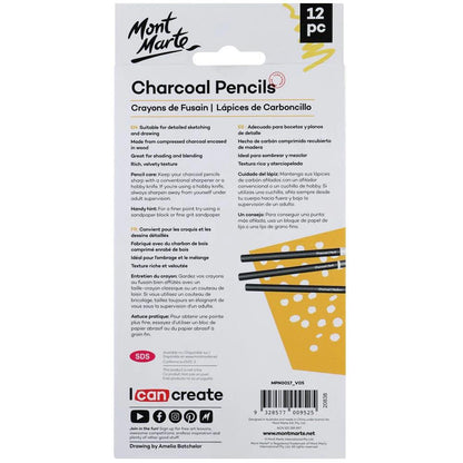 Charcoal Pencils Signature 12pc - Mont Marte - Glowish