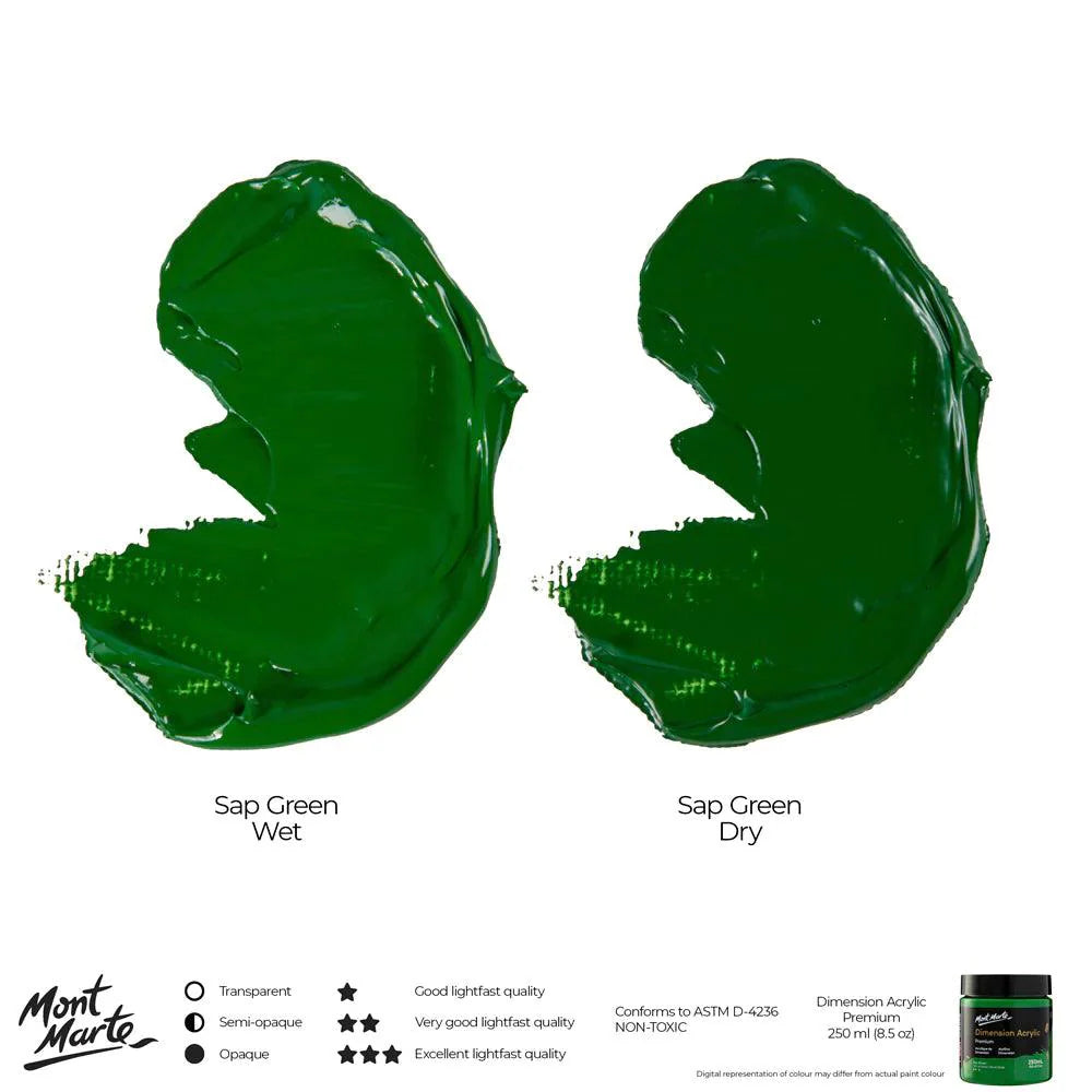 Dimension Acrylic Paint 250ml Pot - Sap Green - Mont Marte - Glowish