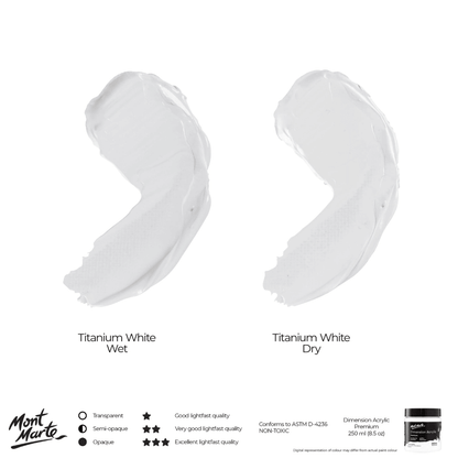 Dimension Acrylic Paint Premium 250ml - Titanium White - Glowish