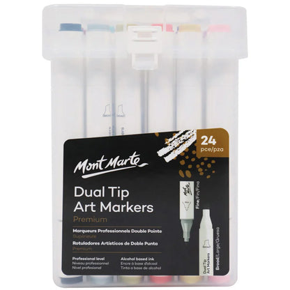 Dual Tip Art Markers in Case Premium 24pc - Mont Marte - Glowish