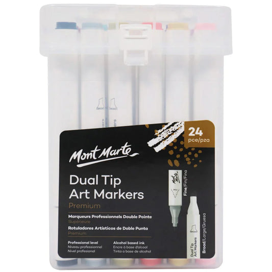 Dual Tip Art Markers in Case Premium 24pc - Mont Marte - Glowish
