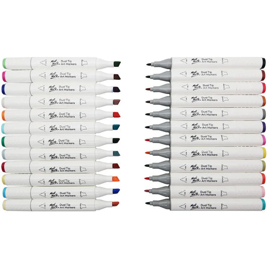 Dual Tip Art Markers in Case Premium 24pc - Mont Marte - Glowish