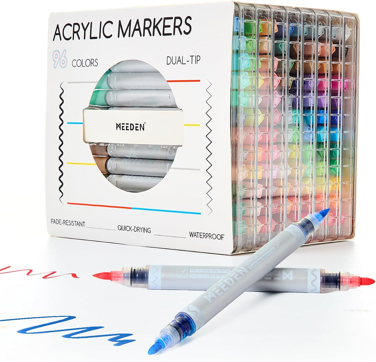 MEEDEN acrylic paint markers dual tip 96 colours box set