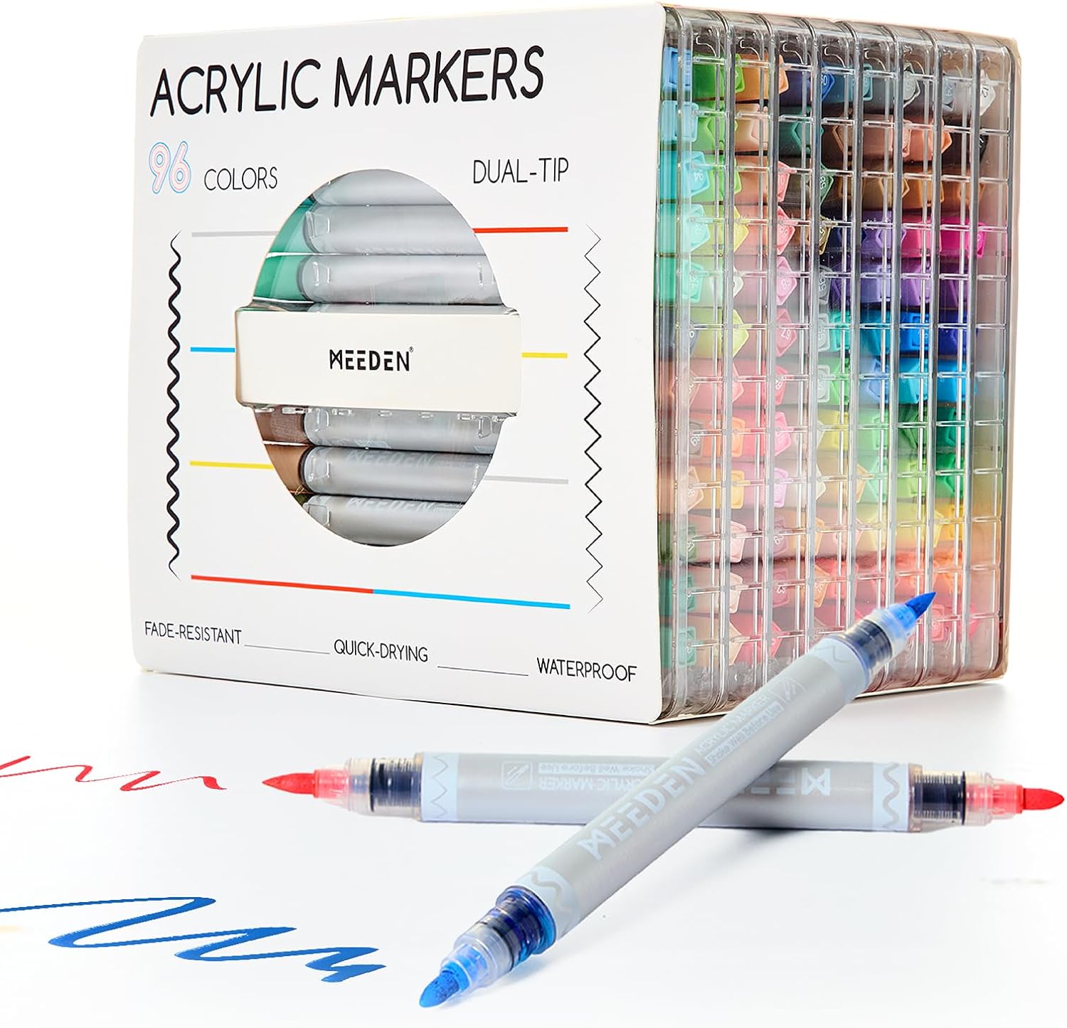 MEEDEN acrylic paint markers dual tip 96 colours box set