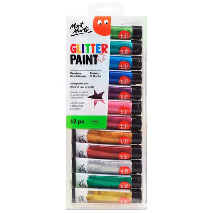 Glitter Paint 12pc x 36ml - Mont Marte - Glowish