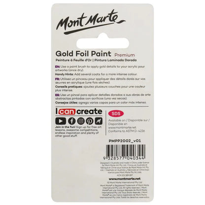 Gold Foil Paint Premium 20ml - Mont Marte Glowish art supplies