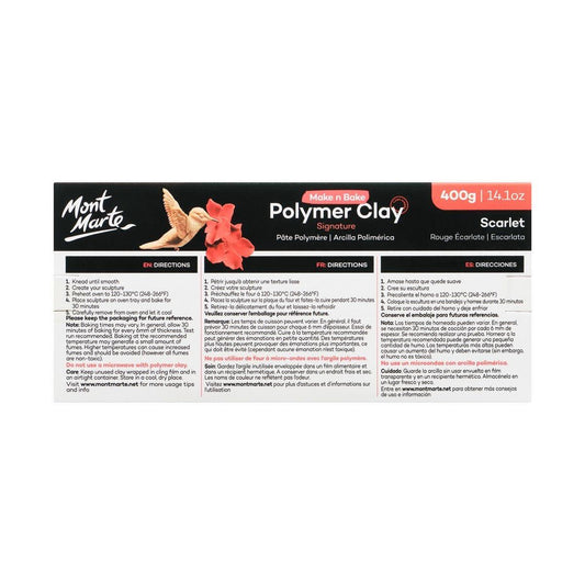 Make n Bake Polymer Clay Signature 400g (14.1oz) - Scarlet Mont Marte - Glowish