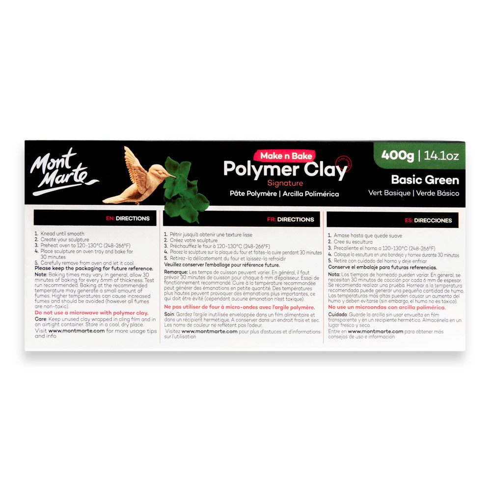 Make n Bake Polymer Clay Signature 400g - Basic Green - Mont Marte