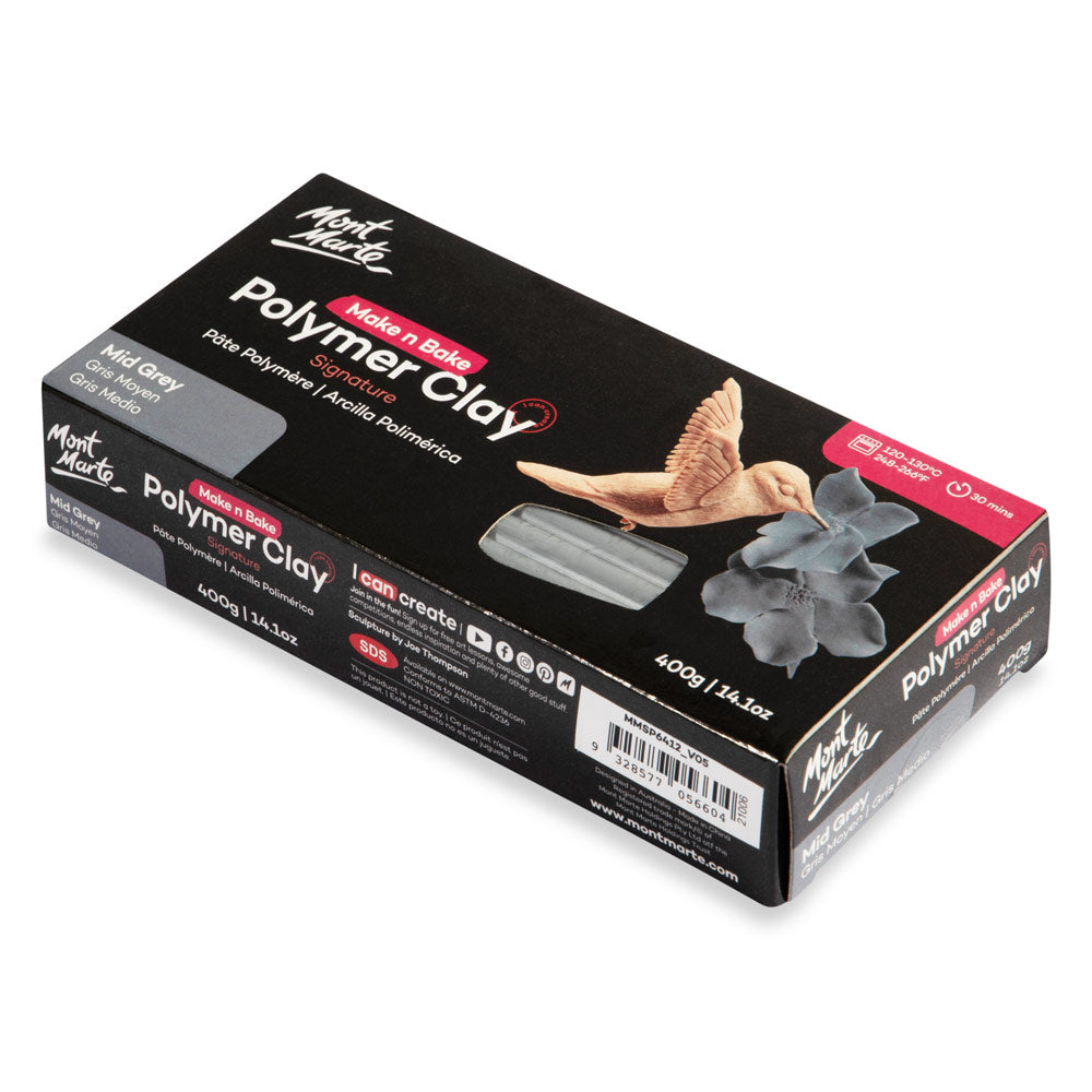 Make n Bake Polymer Clay Signature 400g - Mid Grey Mont Marte