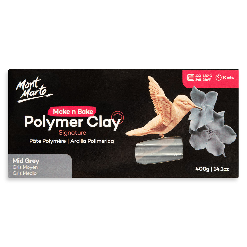 Make n Bake Polymer Clay Signature 400g - Mid Grey Mont Marte