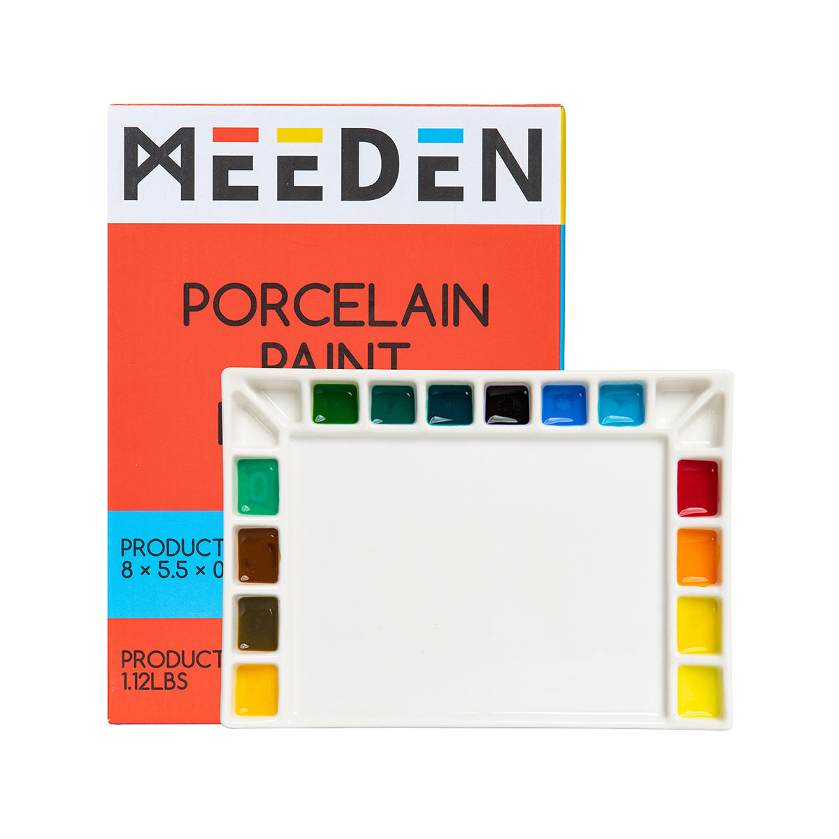MEEDEN 18-well porcelain paint palette with product packaging