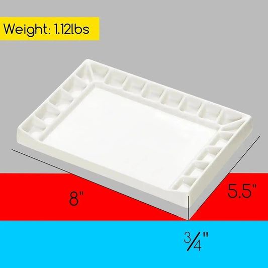 MEEDEN porcelain palette dimensions, depth and product weight