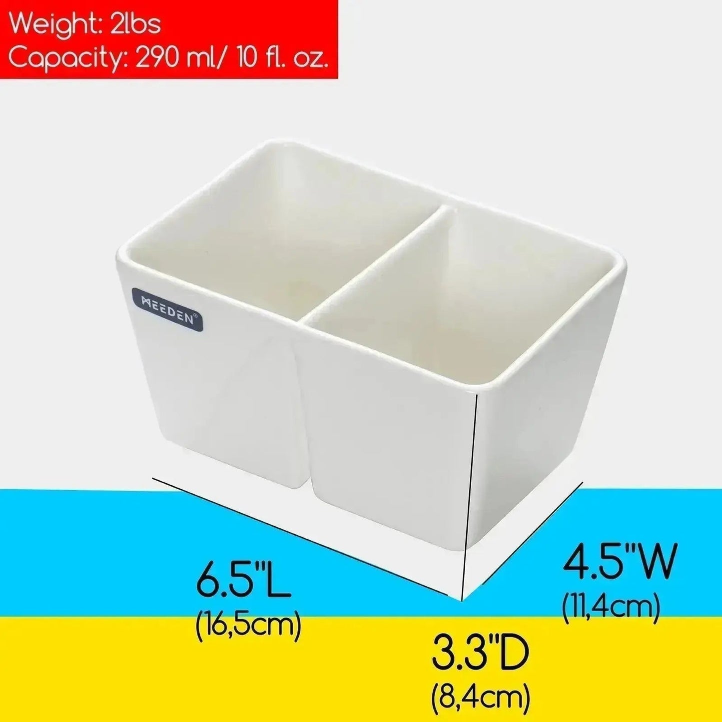 MEEDEN two-well ceramic wash bowl dimensions and product details