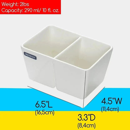 MEEDEN two-well ceramic wash bowl dimensions and product details