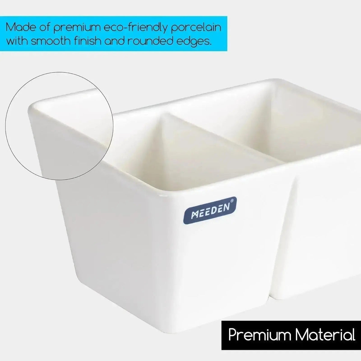 Close view of the smooth white porcelain MEEDEN wash bowl