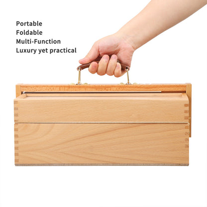 MEEDEN art supply box showing brass hardware and leather handle