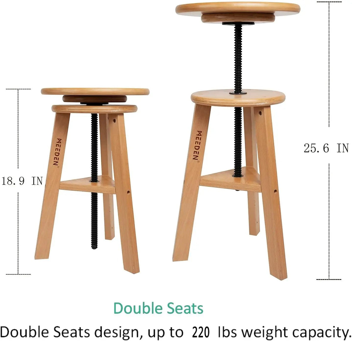 MEEDEN drafting stool shown at its lowest and highest settings
