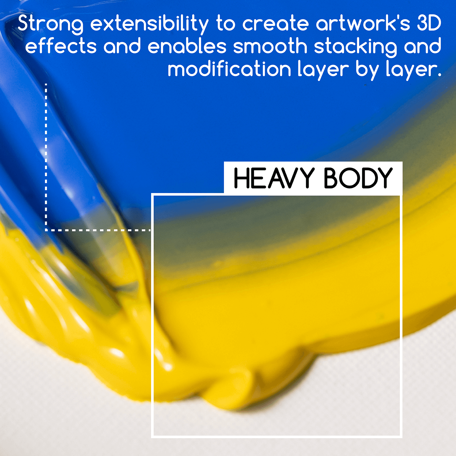 Close view of yellow MEEDEN heavy body acrylic paint texture