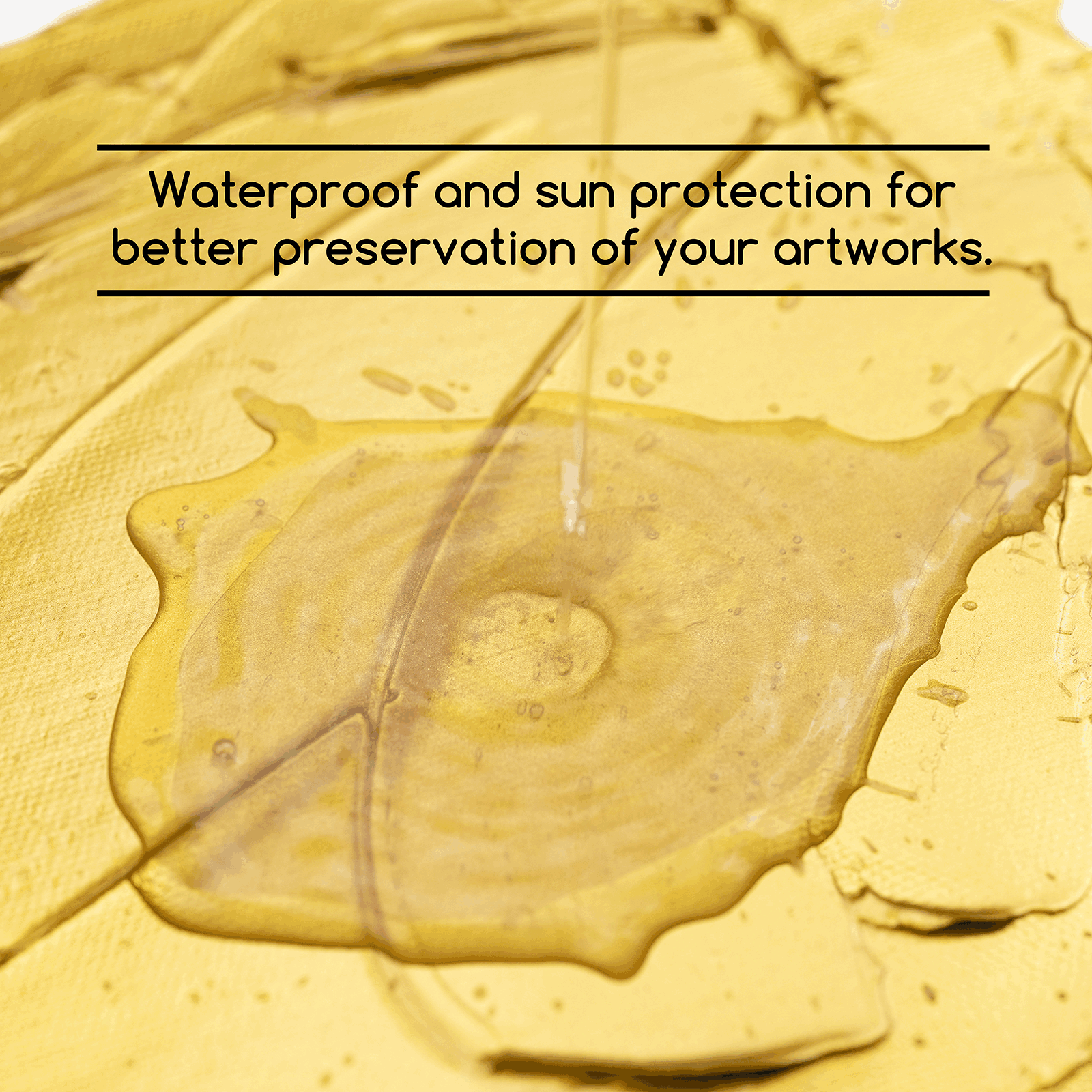 Water droplets on a surface painted with MEEDEN Metallic Gold acrylic
