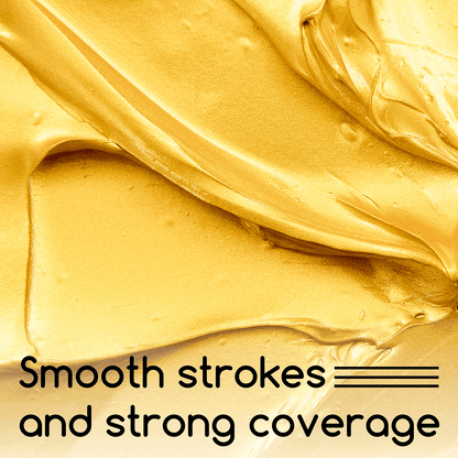 Close view of smooth MEEDEN Metallic Gold acrylic paint texture