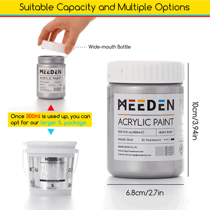 MEEDEN Metallic Silver 300ml jar dimensions and reusable container