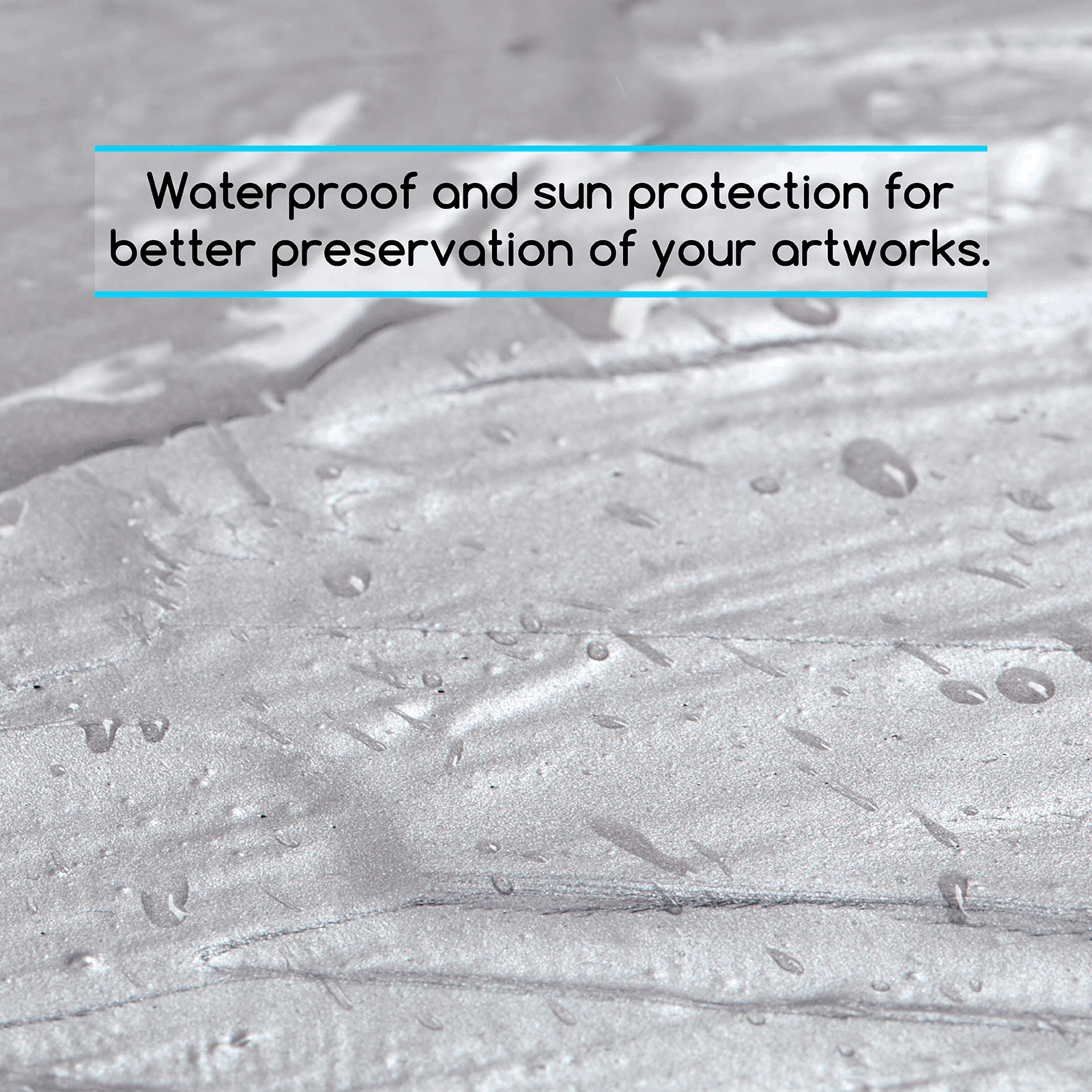 Water droplets on a surface painted with MEEDEN Metallic Silver acrylic