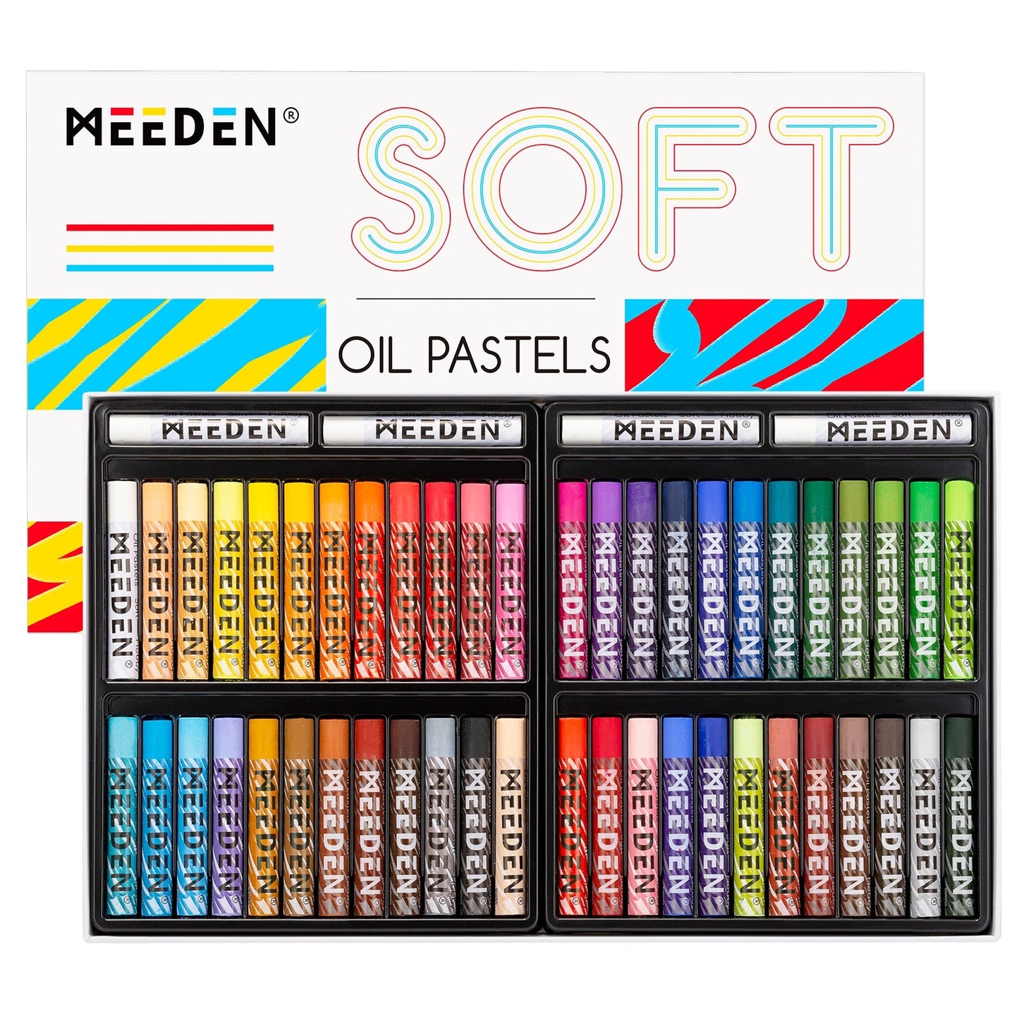 MEEDEN 52-piece soft oil pastel set with 48 colours and four whites