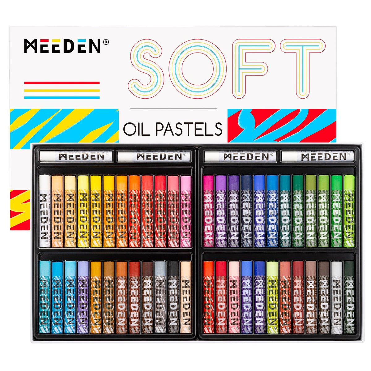 MEEDEN 52-piece soft oil pastel set with 48 colours and four whites