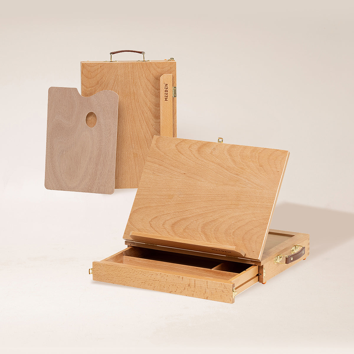 MEEDEN beech tabletop easel with drawer and wooden palette
