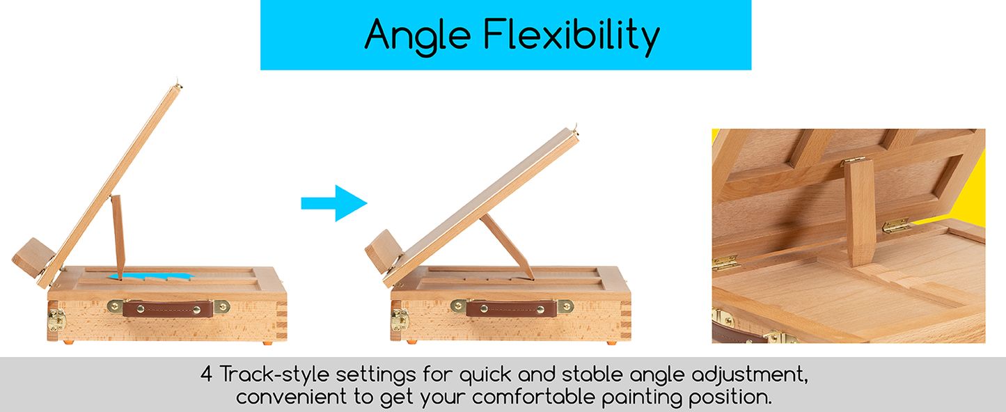 MEEDEN tabletop easel angle flexibility and canvas support detail