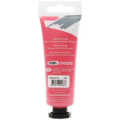 Metallic Acrylic Paint Premium 50ml (1.7 US fl.oz) Tube - Magenta - Mont Marte - Glowish