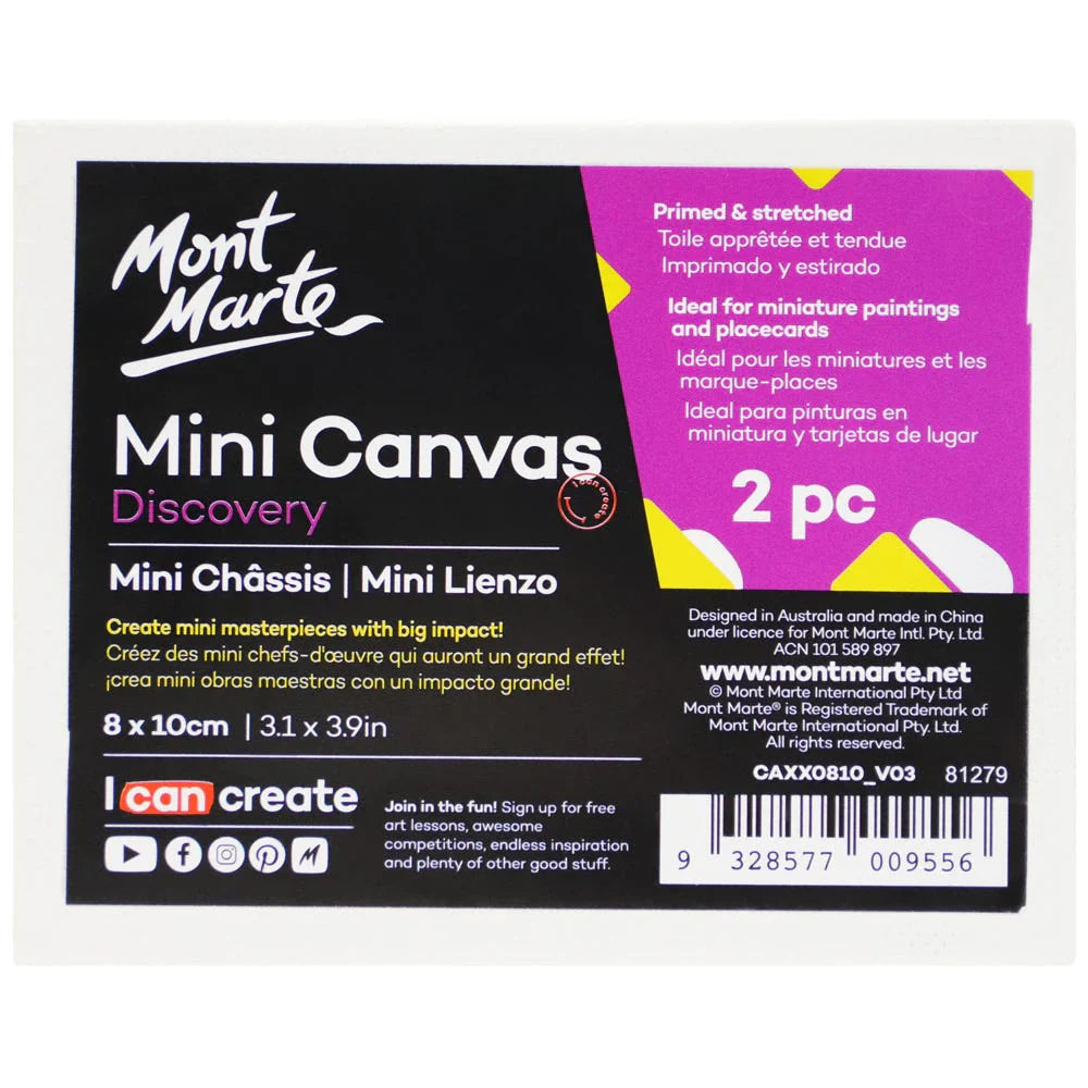 Mini Canvas Discovery 8 x 10cm (3.1 x 3.9in) 2pce - Mont Marte - Glowish