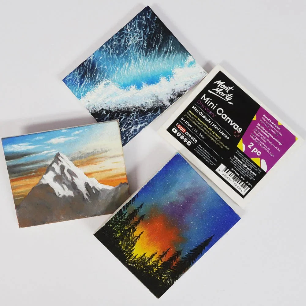 Mini Canvas Discovery 8 x 10cm (3.1 x 3.9in) 2pce - Mont Marte - Glowish