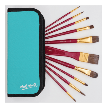 Mixed Bristle Brush Set Wallet 11pce - Watercolour - Glowish