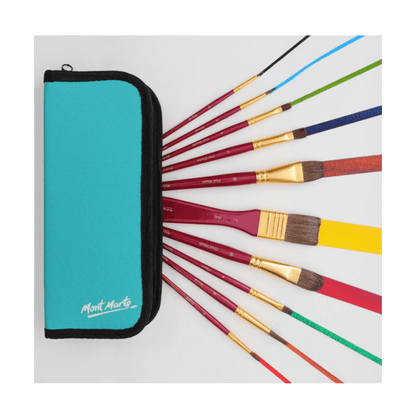 Mixed Bristle Brush Set Wallet 11pce - Watercolour - Glowish