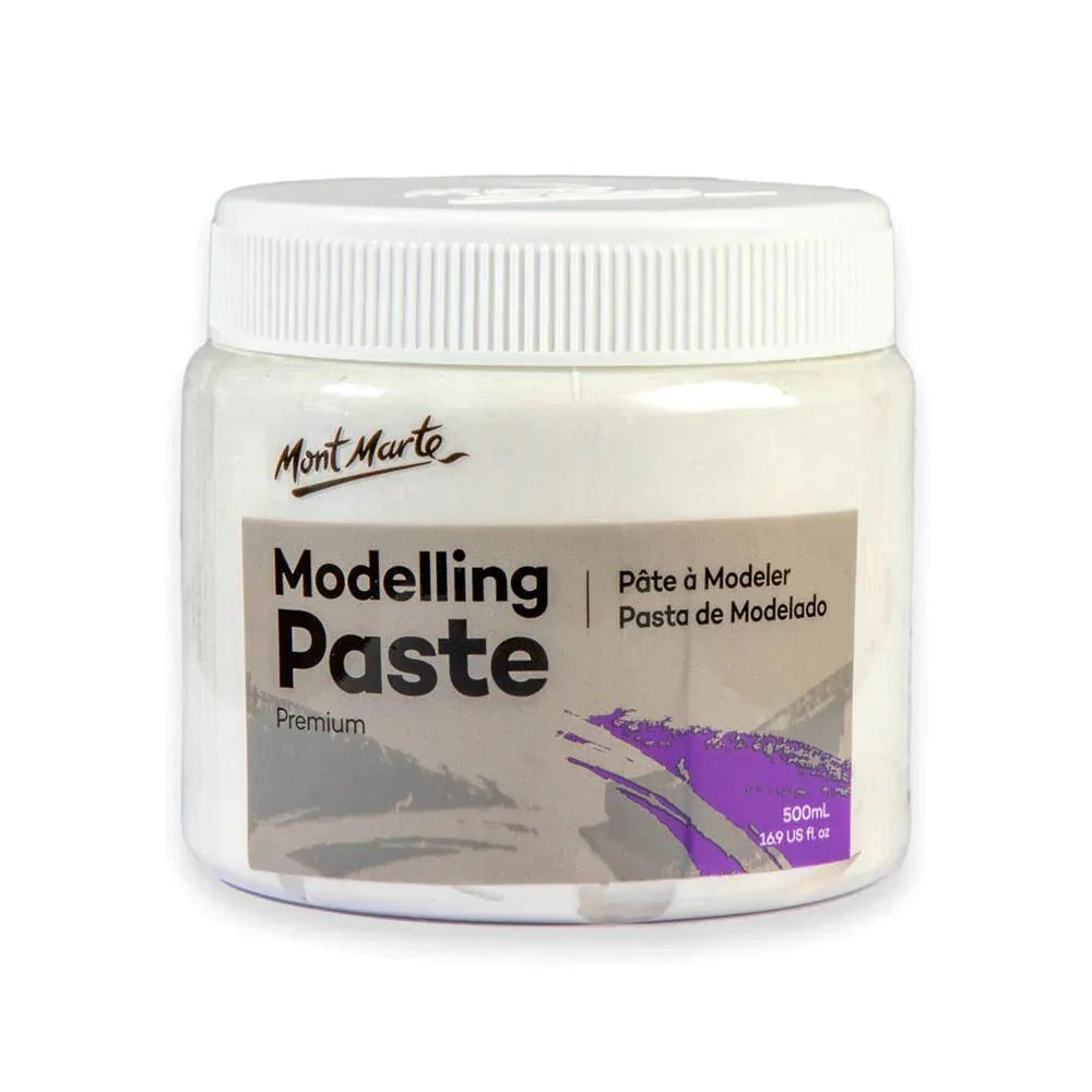 Mont Marte Premium Modelling Paste in 500ml jar, versatile paint medium for creating textured art effects