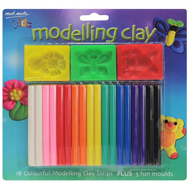 Mont Marte 21-piece kids modeling clay set with colorful clay and molds for creative art projects