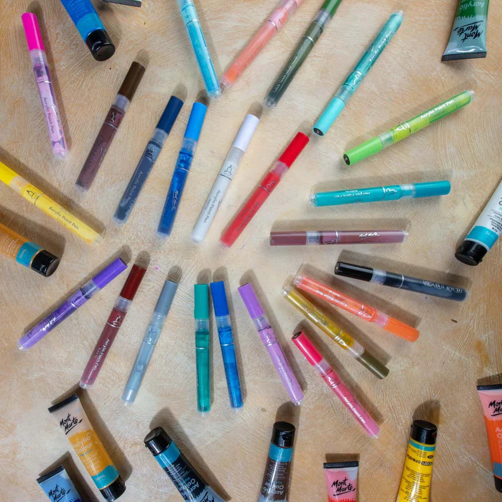 Mont Marte Acrylic Paint Pens Broad Tip in Case 24pc - Glowish