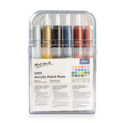 Mont Marte Acrylic Paint Pens Broad Tip in Case 24pc - Glowish