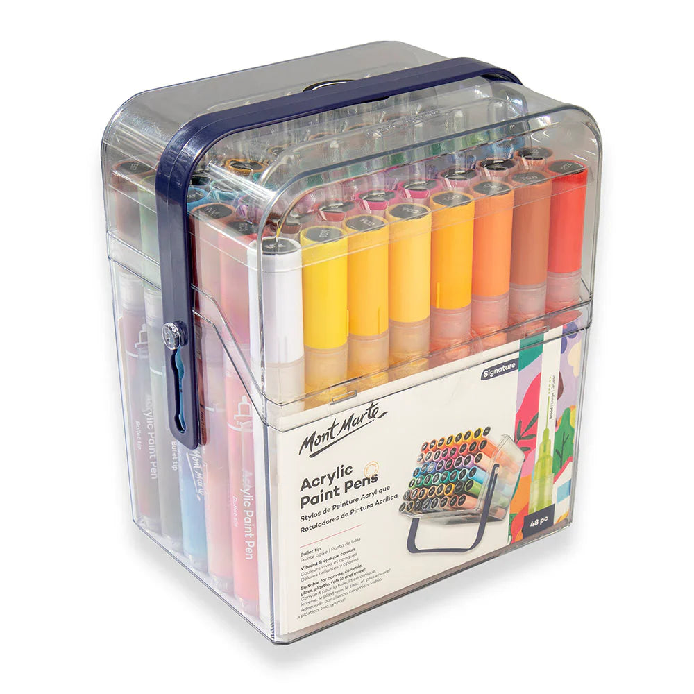 Mont Marte Acrylic Paint Pens Broad Tip in Case 48pc - Glowish