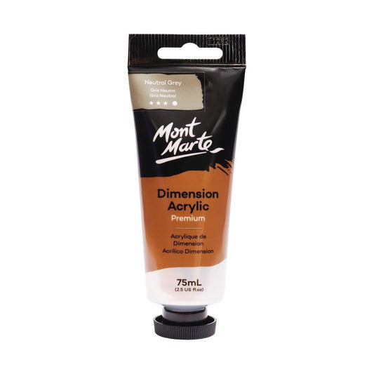 Mont Marte Dimension Acrylic Premium 75ml Tube - Neutral Grey - Glowish