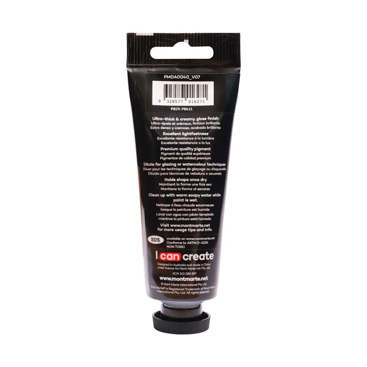 Mont Marte Dimension Acrylic Premium 75ml Tube - Paynes Grey - Glowish